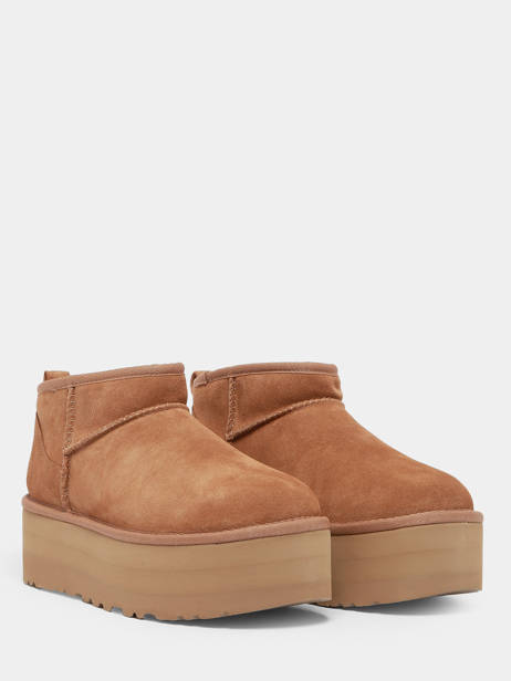 Boots Classic Ultra Mini Platform Uit Leder Ugg Bruin women 1135092 ander zicht 3